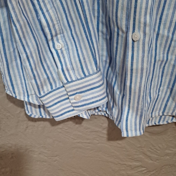 Alan Flusser Blue and White Casual Button Down Shirt - Picture 6 of 6